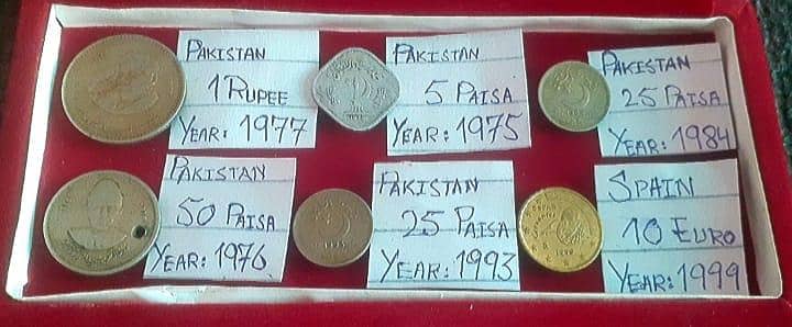 Old Pakistan & European Coin Set (6 Coins in Velvet Box)