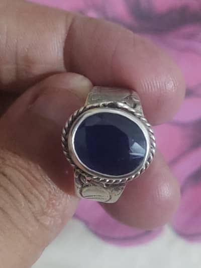 Prumium Quality Blue sapphire with Silver Ring