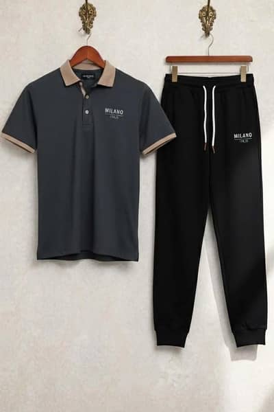 Tracksuit Set for men's Polyester Black