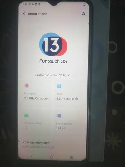 vivo y33s with box 8/128 all ok original lcd