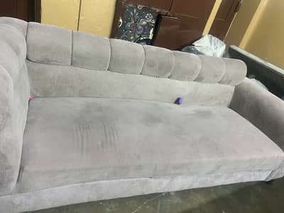 2 Sofa Set with Wooden Center Table – Light Grey – Good Condition