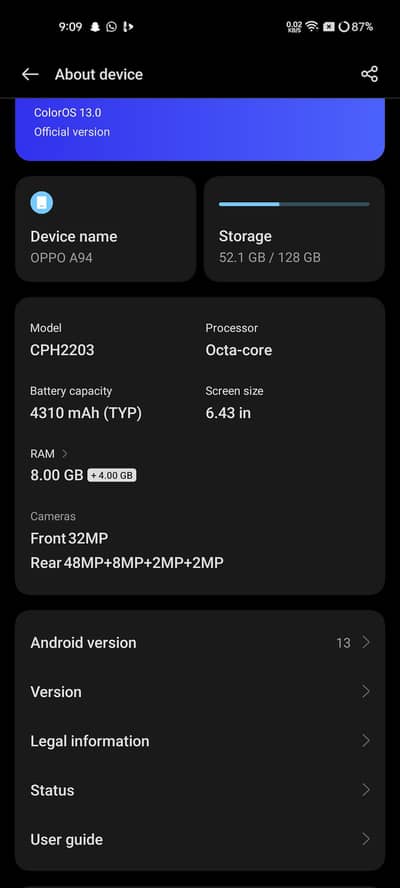OPPO A94 8_128     exChanGe pOsißle_