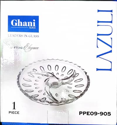 Ghani Glass Lazuli 3 Partition Serving Tray PPE09-905 Brand New