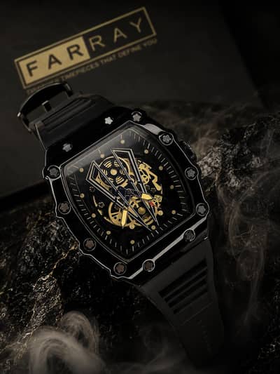 black skeleton chronograph watch ⌚ for men
