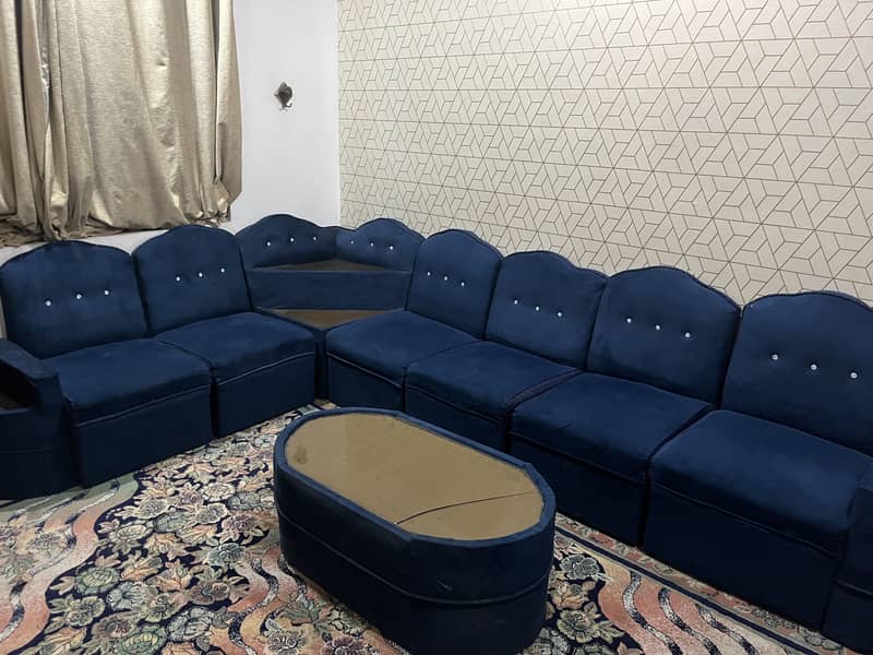 Blue L Shape sofa 0