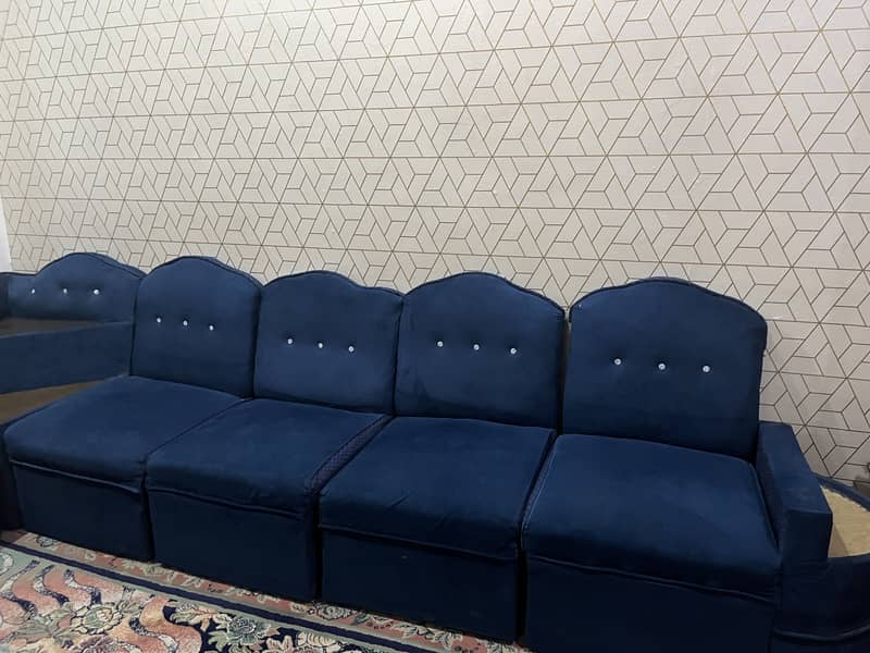 Blue L Shape sofa 1