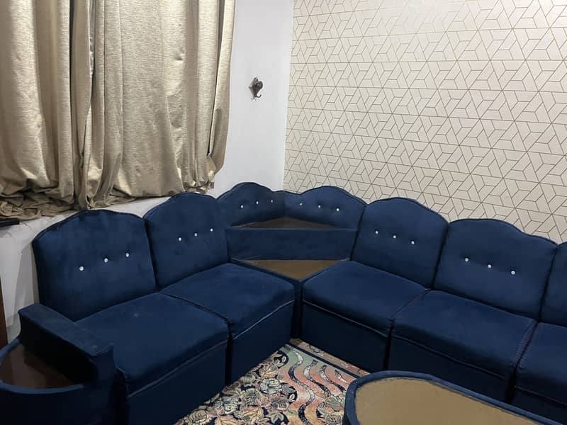 Blue L Shape sofa 2