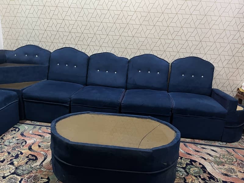 Blue L Shape sofa 3