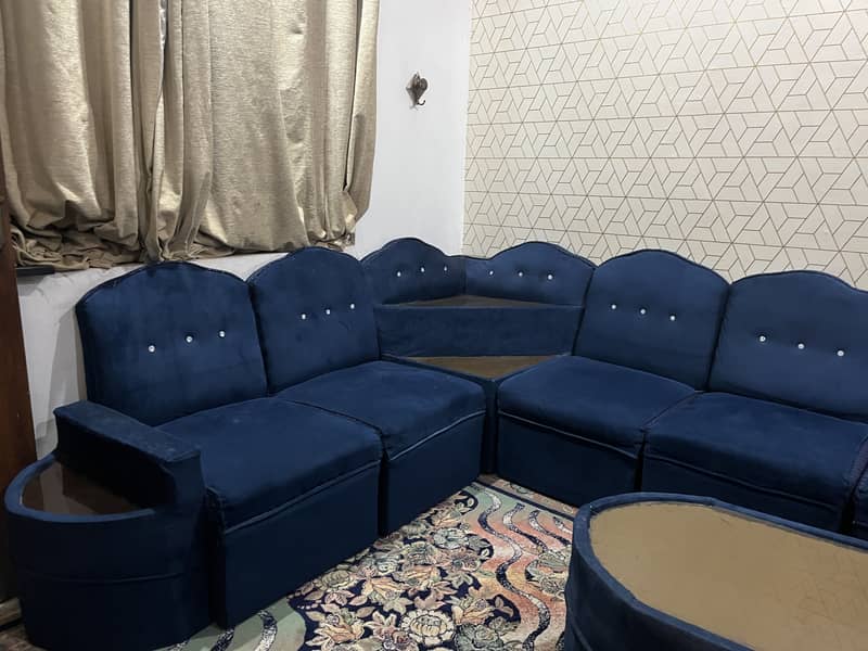 Blue L Shape sofa 4
