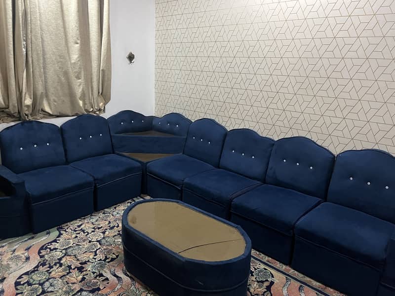 Blue L Shape sofa 5