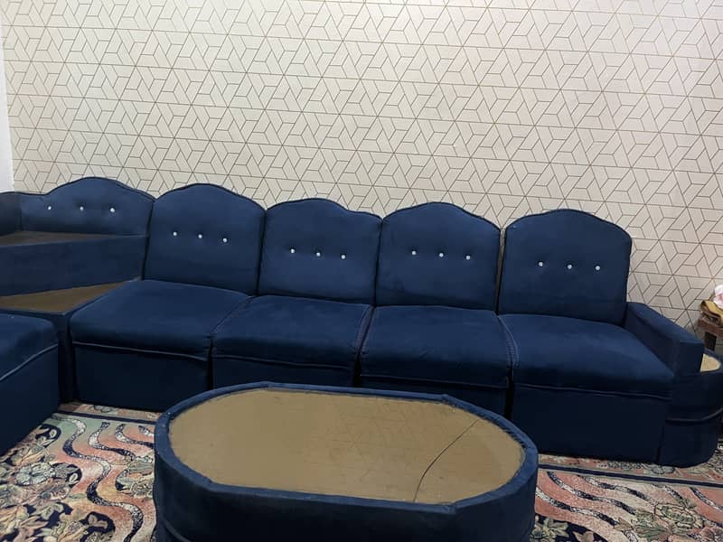 Blue L Shape sofa 6