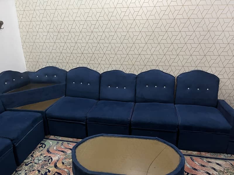 Blue L Shape sofa 7