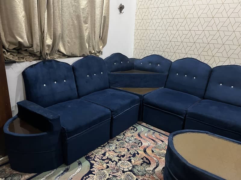 Blue L Shape sofa 8