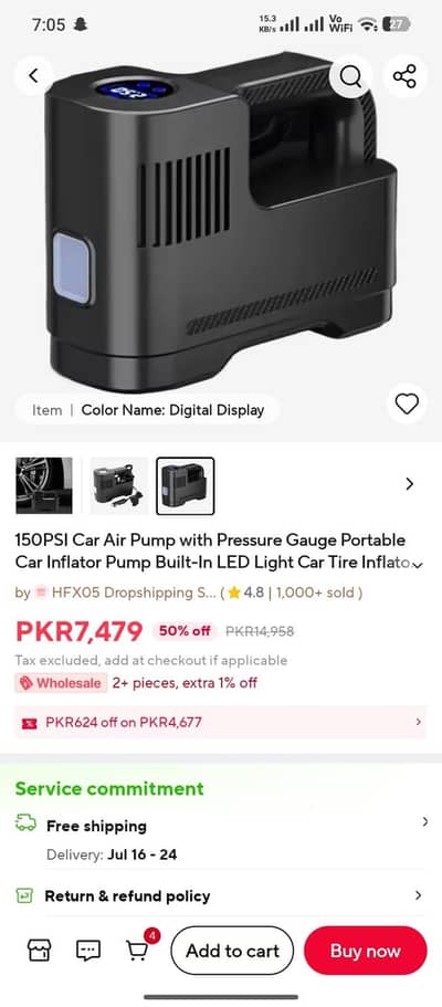 150 PSI car air pump