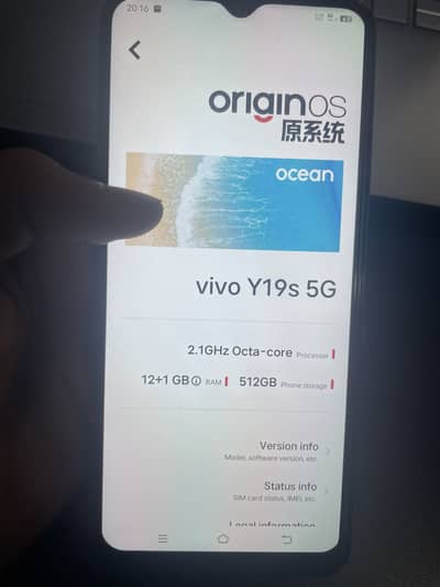 Vivo y19s 5G 12/512