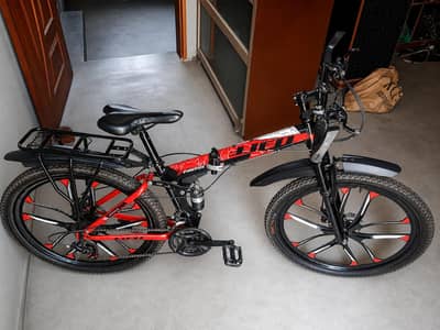 Mountain+Folding Bicycle with 10 Gear's Speed and Double Suspension