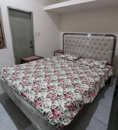 New Furniture Double bed with side table +matres+Cupboard