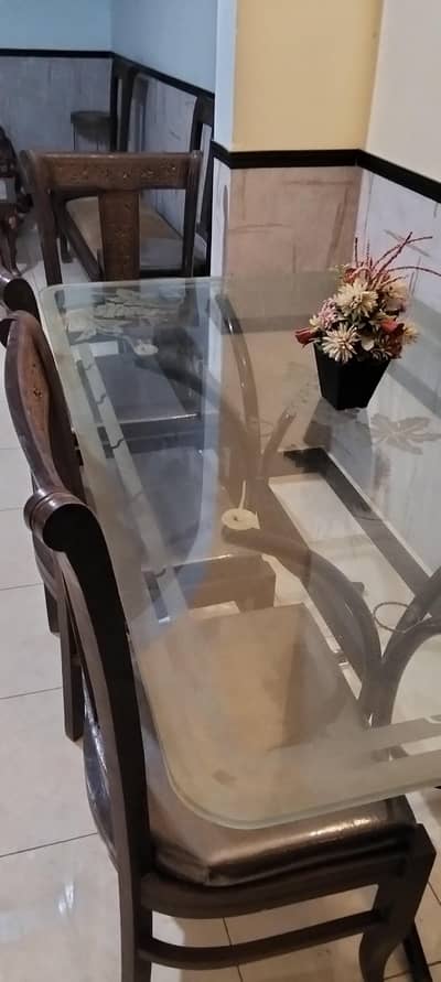 6 CHAIRS DINING TABLE 5'*3'