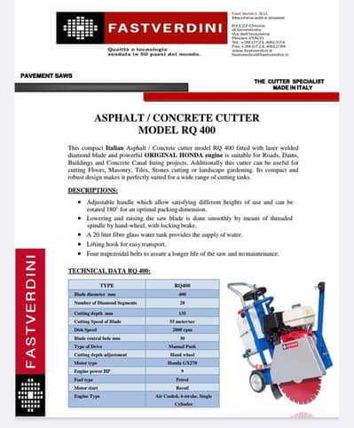 Asphalt Concrete Cutters weber (Germany) and Fast Verdini (Italy)