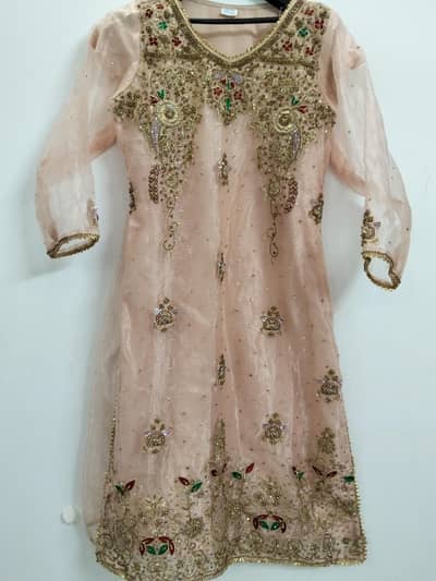 Pinkish peach colored 3 pc embroided dress