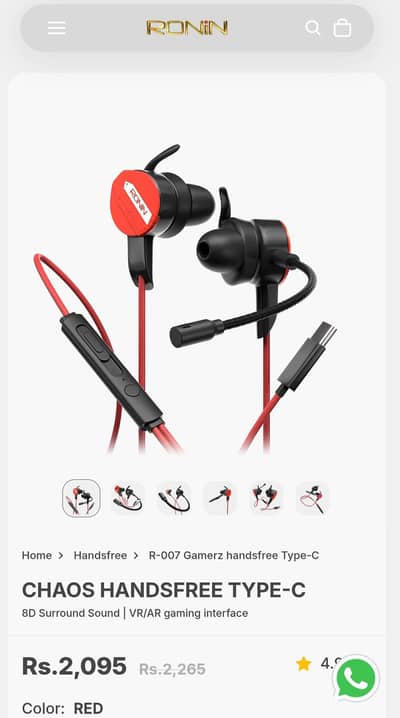 Ronin R007 Gamerz Handfree Type C
