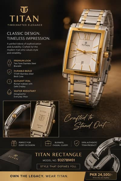 Titan Premium Rectangular Men's Watch – Original | Excellent Condition
