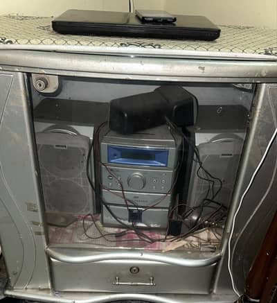 TV Trolley / TV Cabinet with Glass Doors – Strong & Durable