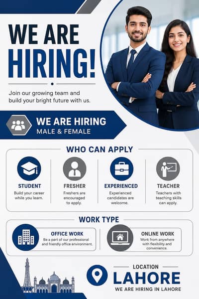 We are hiring male and female