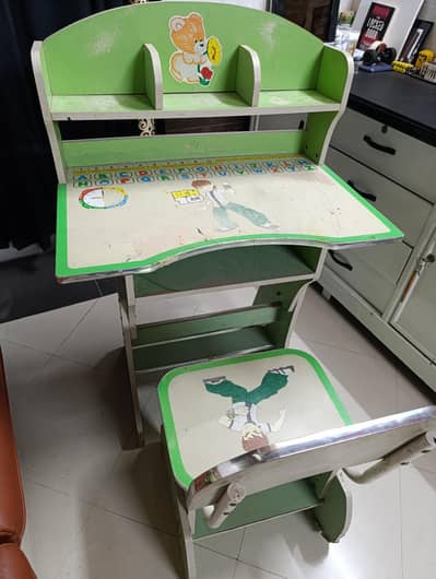 Kids Wooden Study Desk & Chair Set (Ben 10 Theme) – Good Condition