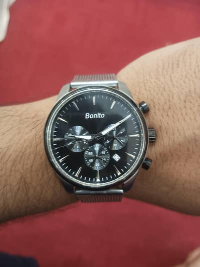 Bonito Men's Stainless Steel Watch | Black Dial | Mesh Strap