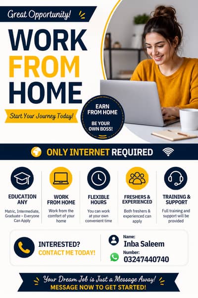 Work From Home Job | Online Earning Opportunity | Internet Required