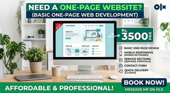 Professional One-Page Website for Your Business - Only 3500 PKR