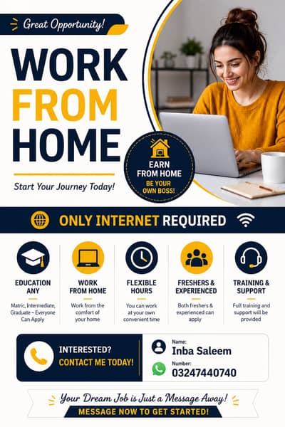 Work From Home Job | Online Earning Opportunity | Internet Required