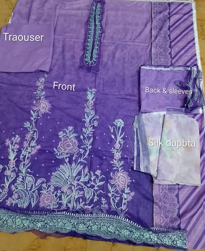 Unstiched Embroided Lawn 3 piece