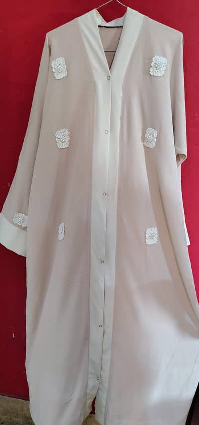 Nude color abaya 3D patch