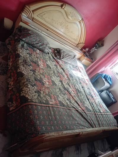 damage decco bed with side tables, dressing table and kids cupboard