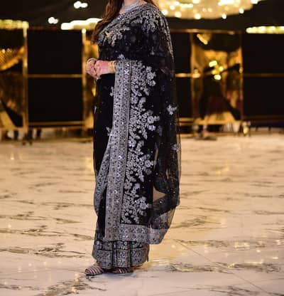 black handmade saree