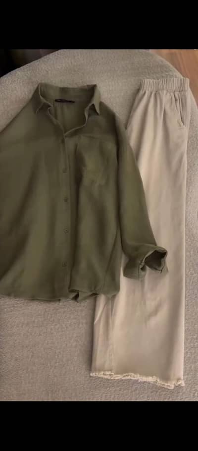 olive green shirt with skin trouser