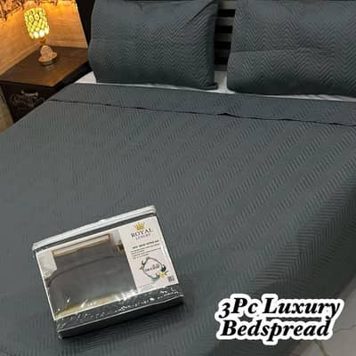 luxurious 3 PCs cotton quilted double bed bedspread