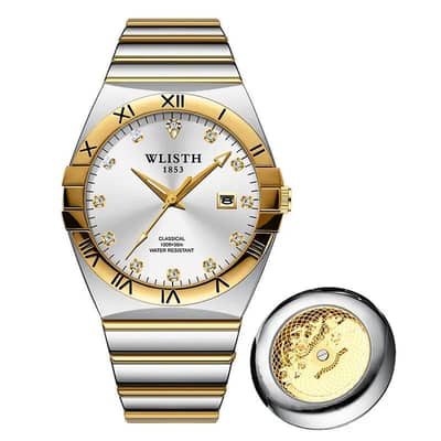 Premium Wlisth Men's Watch - Gold & Silver Quartz (Brand New