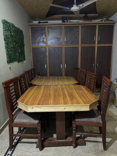 Large 8 Seater Wooden dining table set (Table in 2 parts)