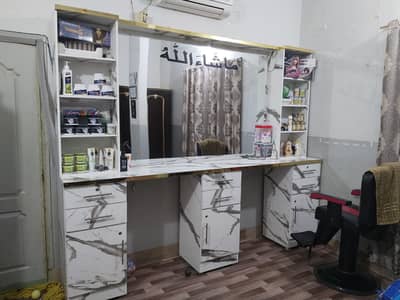 Premium Salon Mirror Dressing (9 Drawers) With One Chair Brand New