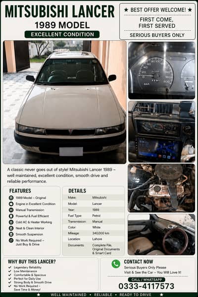 Mitsubishi Lancer 1989 | Original | Excellent Condition | Manual