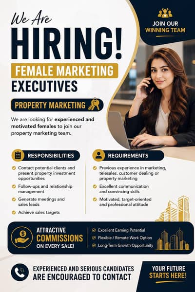 Female Marketing Staff Required (Property Marketing)