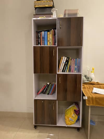 Modern Multi-Purpose Wooden Bookcase/Storage Cabinet on Wheels
