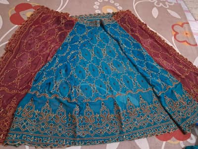 used embroidered Bridle peshwas 3_pc  dress with duppata and trouser
