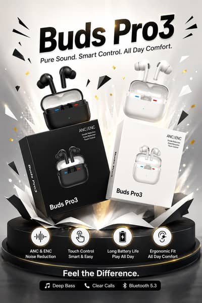Buds Pro 3 Premium Quality (Sealed Box Pack)