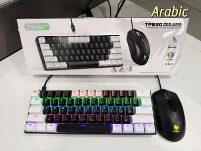 T-WOLF TF630 RGB Gaming Keyboard & Mouse Combo | Arabic Keycaps