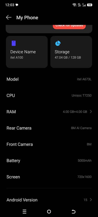 Itel A100