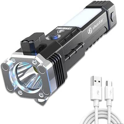 Emergency Rechargeable LED Torch Light - Fast Type-C - Free Delivery